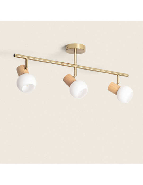 Plafonnier Métal et Verre Alan 3 Spots