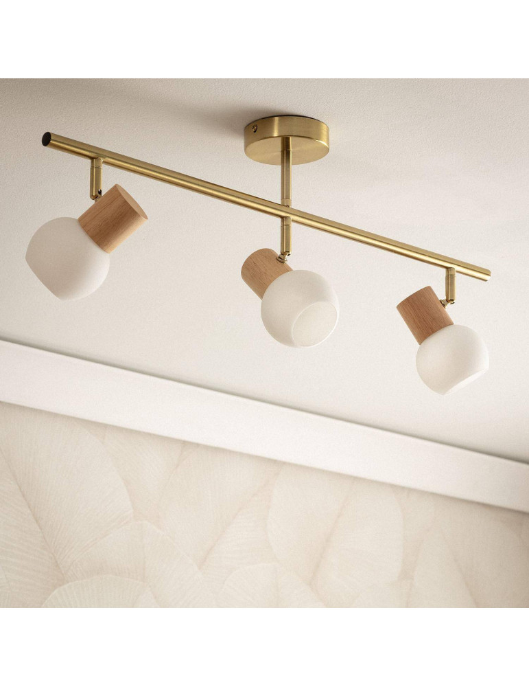 Plafonnier Métal et Verre Alan 3 Spots