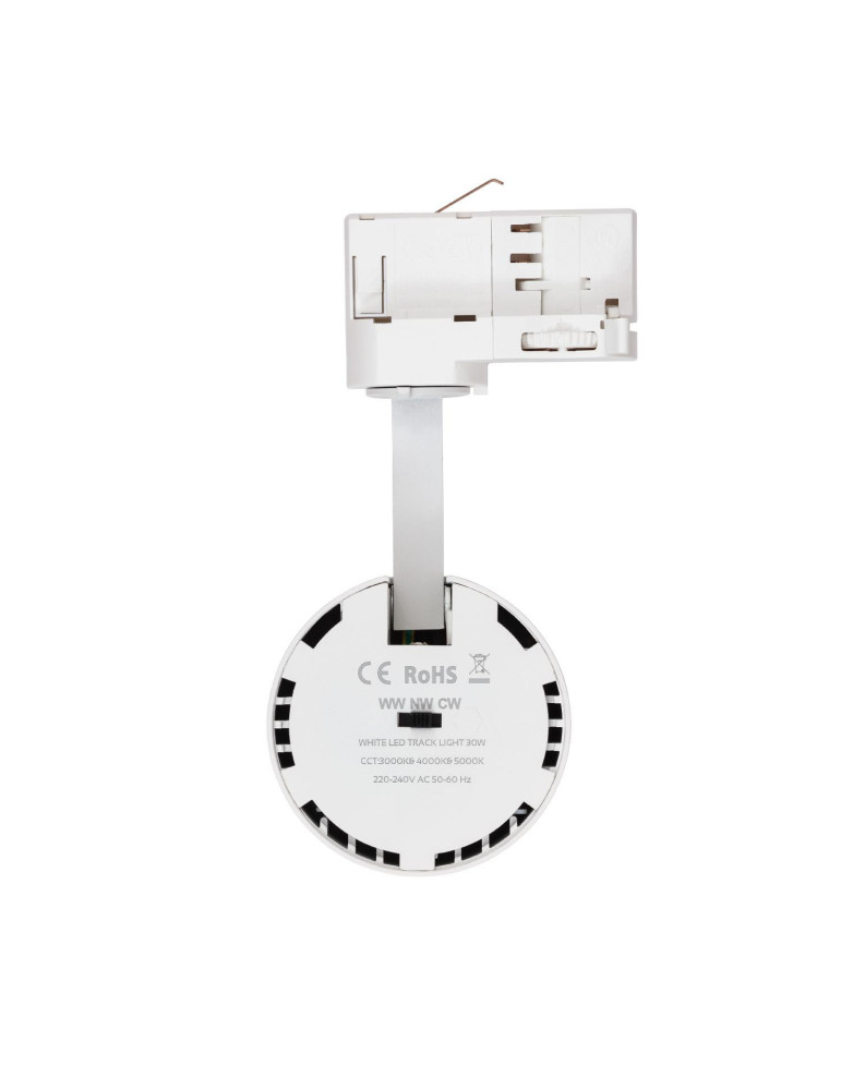 Spot LED sur Rail Triphasé 30W Bertha CCT Blanc