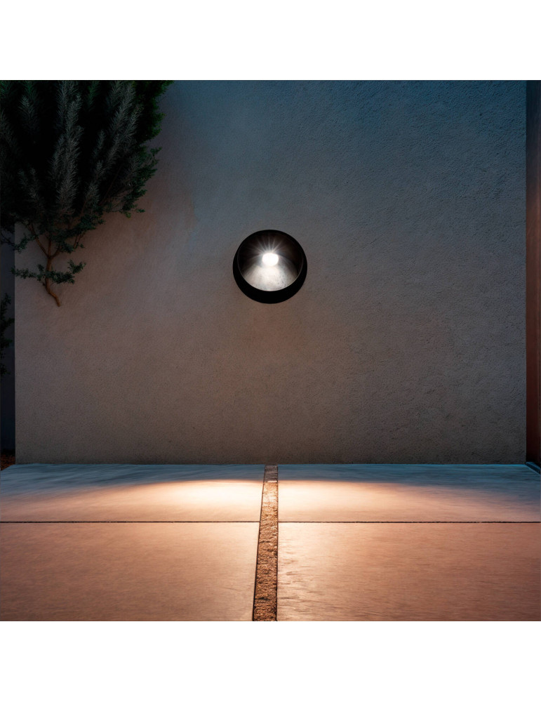 Balise Extérieure Murale LED Encastrable 3W Ronde Coney Grise