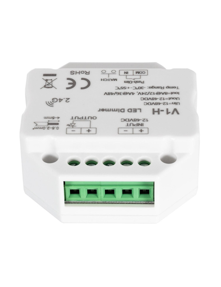 Module de Variation LED RF 12/48V pour Ruban LED Monochrome Compatible avec Bouton-Poussoir