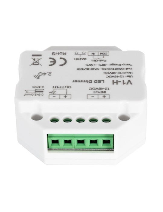 Module de Variation LED RF 12/48V pour Ruban LED Monochrome Compatible avec Bouton-Poussoir