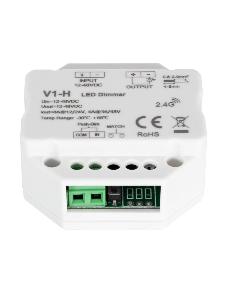 Module de Variation LED RF 12/48V pour Ruban LED Monochrome Compatible avec Bouton-Poussoir