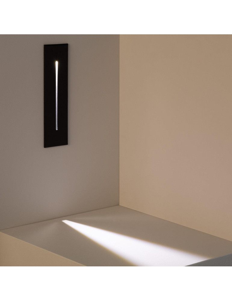 Balise LED Extérieure 3W Encastrable au Mur Rectangulaire Linéaire Wabi Noire