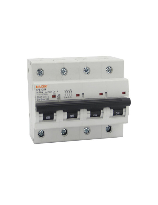 Disjoncteur Automatique Industriel MAXGE 4P-10kA 80-125A Courbe C MAXGE Alpha + Disjoncteur Automatique Industriel MAXGE 4P-10kA 80-125A Courbe C MAXGE Alpha +