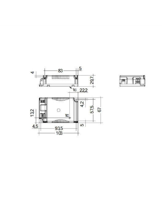 Driver TRIDONIC LC 1050mA fixC C SNC 198-264V Sortie 30-43V DC 31.5-45W 87500564