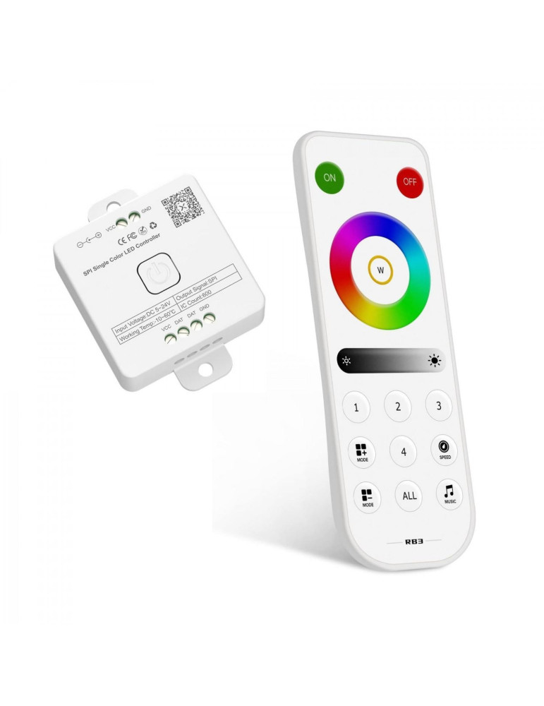 Contrôleur Variateur Ruban LED RGBWWIC Digital SPI 24V DC avec Télécommande
