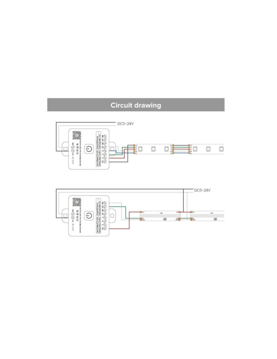 Contrôleur Variateur Ruban LED RGBWWIC Digital SPI 24V DC avec Télécommande