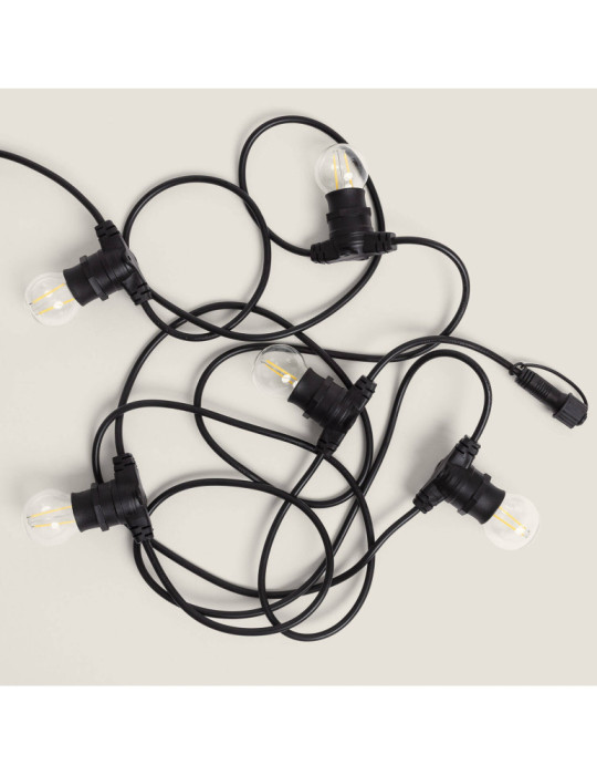 Kit Guirlande Lumineuse Extérieure IP44 5m Noir + 5 Ampoules LED Filament B22 2W G45