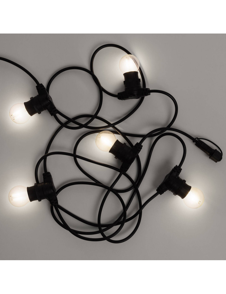 Kit Guirlande Lumineuse Extérieure IP44 5m Noir + 5 Ampoules LED Filament B22 2W G45