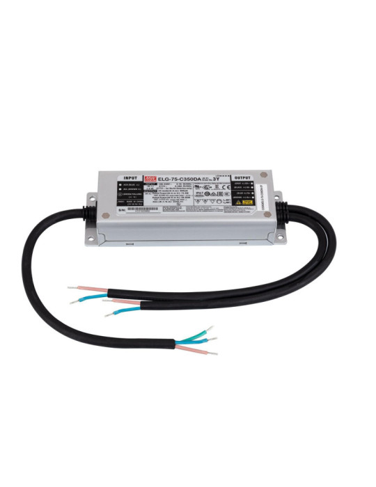 Driver MEAN WELL Dimmable DALI IP67 100-240V Sortie 107-214V DC 350mA 75W ELG-75-C350DA