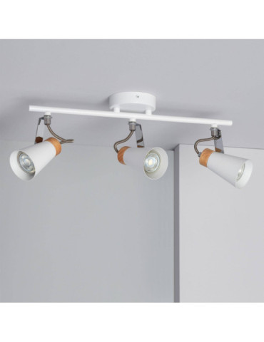 Plafonnier Orientable Métal et Bois Mara 3 Spots