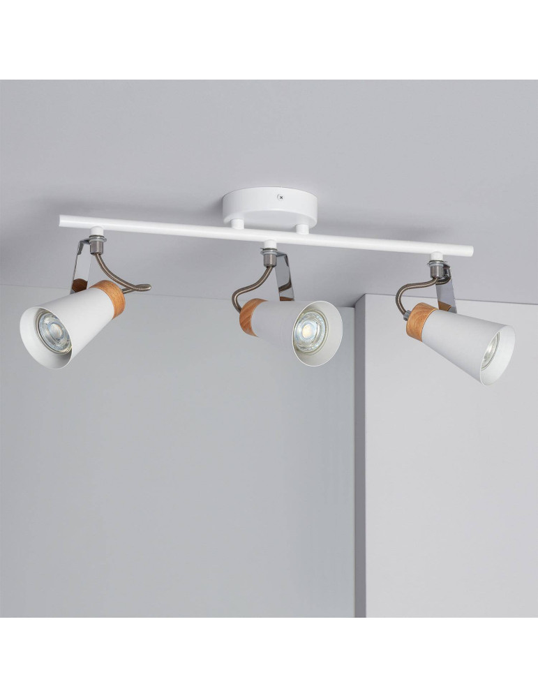 Plafonnier Orientable Métal et Bois Mara 3 Spots Plafonnier Orientable Métal et Bois Mara 3 Spots