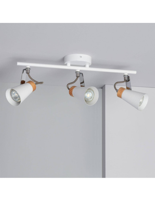 Plafonnier Orientable Métal et Bois Mara 3 Spots Plafonnier Orientable Métal et Bois Mara 3 Spots