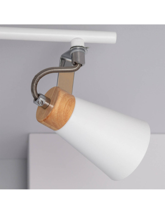 Plafonnier Orientable Métal et Bois Mara 3 Spots