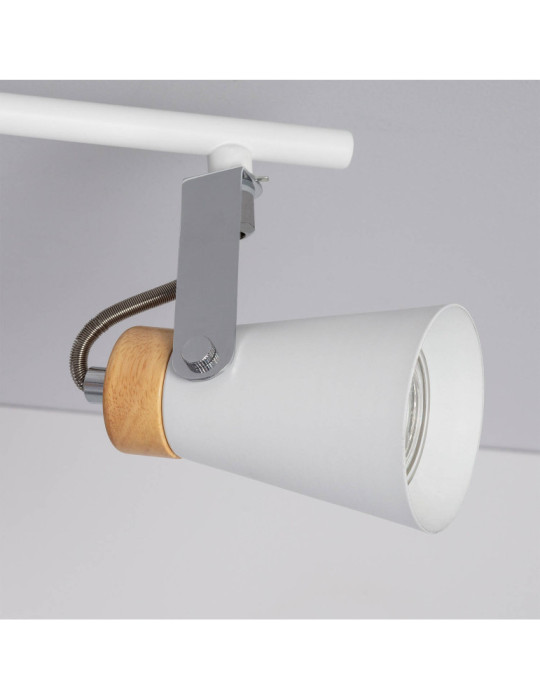 Plafonnier Orientable Métal et Bois Mara 3 Spots