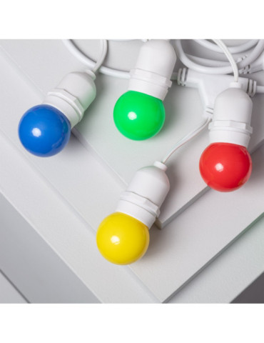 Kit Guirnalda Waterproof 5.5m Blanco + 8 Bombillas LED E27 G45 3W de Colores
