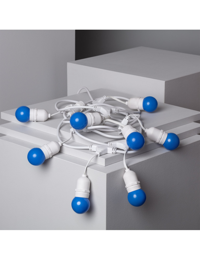 Kit Guirnalda Waterproof 5.5m Blanco + 8 Bombillas LED E27 G45 3W de Colores