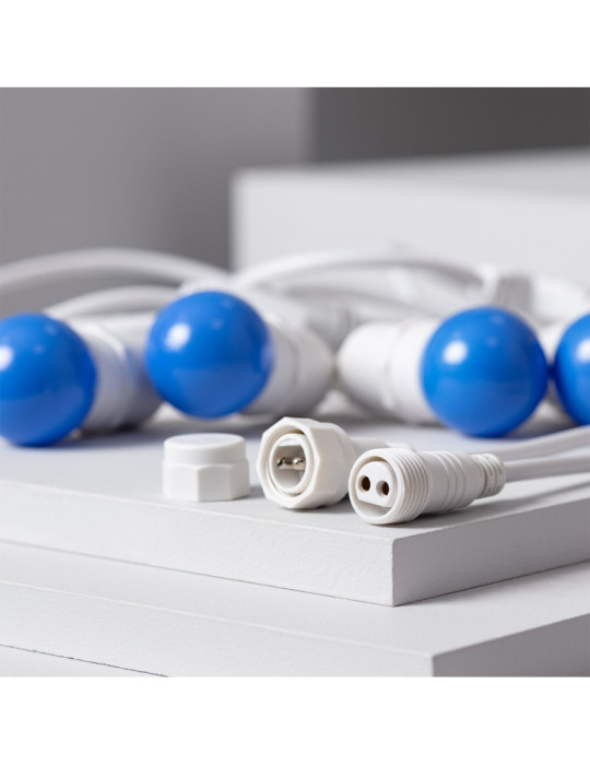 Kit Guirnalda Waterproof 5.5m Blanco + 8 Bombillas LED E27 G45 3W de Colores