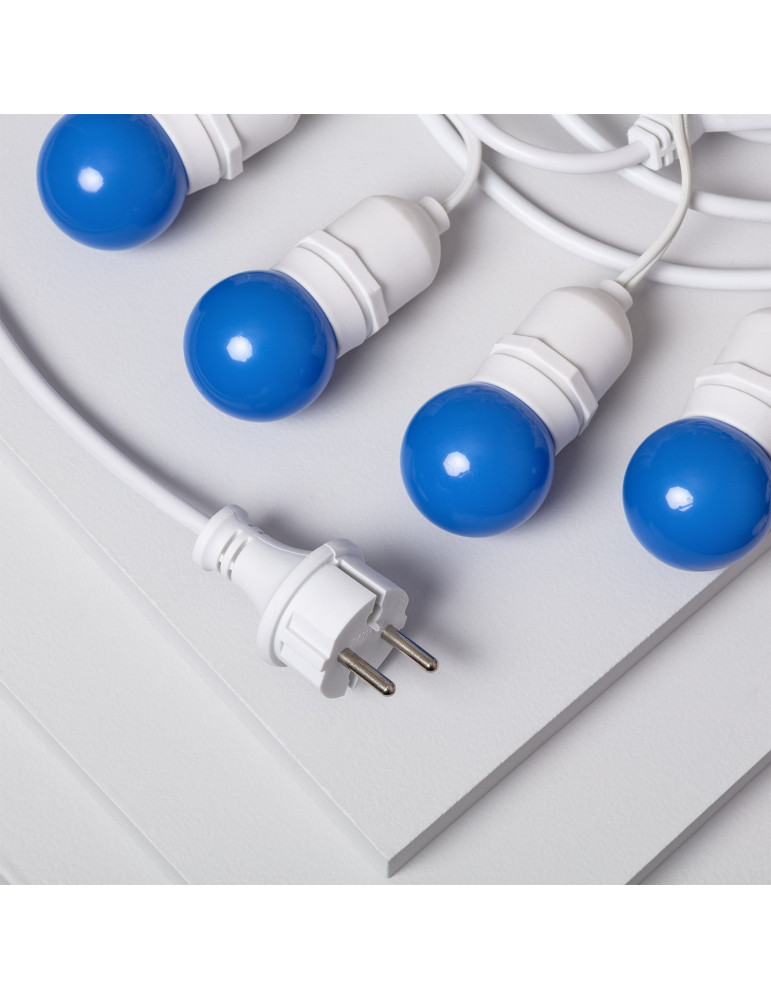 Kit Guirnalda Waterproof 5.5m Blanco + 8 Bombillas LED E27 G45 3W de Colores