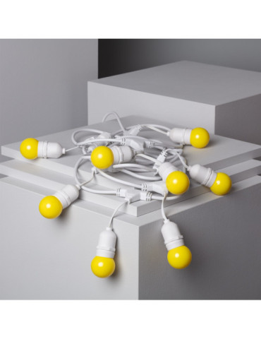 Kit Guirnalda Waterproof 5.5m Blanco + 8 Bombillas LED E27 G45 3W de Colores