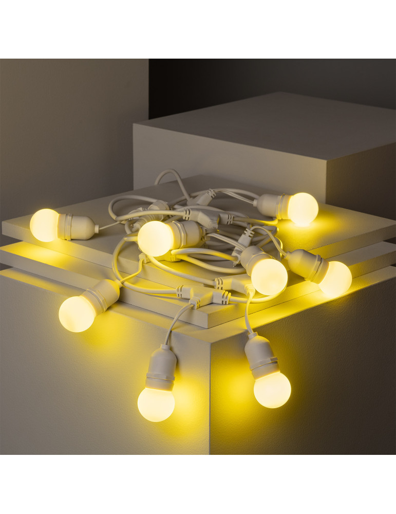 Kit Guirnalda Waterproof 5.5m Blanco + 8 Bombillas LED E27 G45 3W de Colores