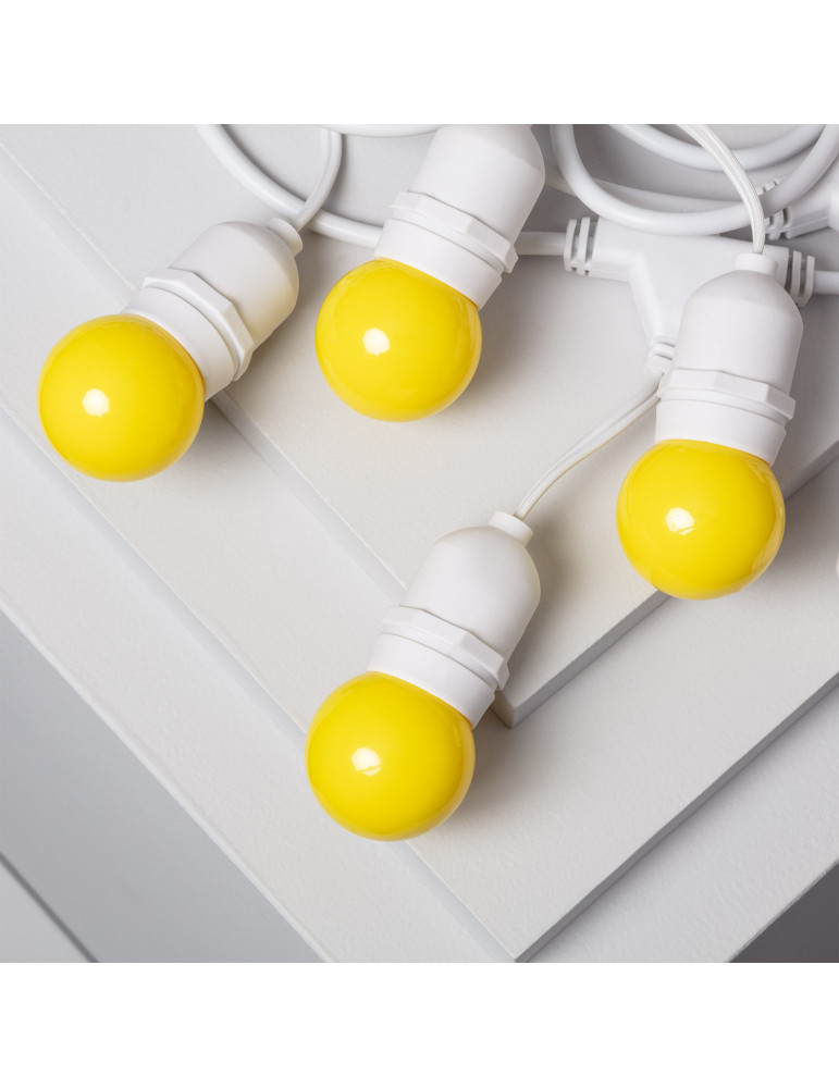 Kit Guirnalda Waterproof 5.5m Blanco + 8 Bombillas LED E27 G45 3W de Colores