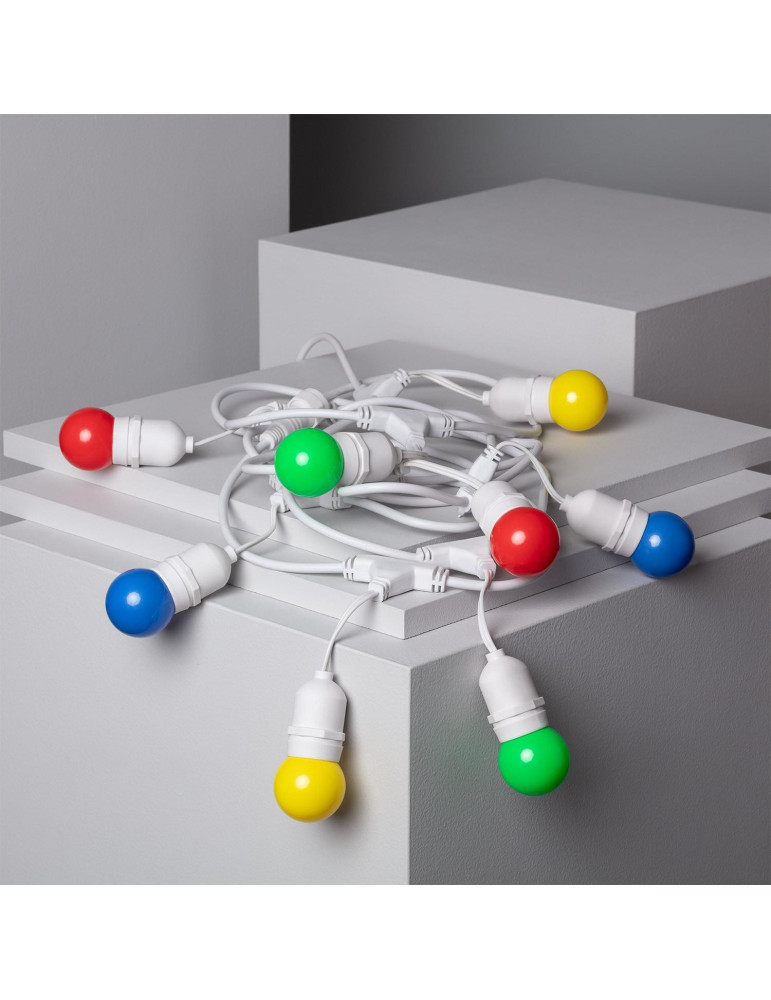 Kit Guirlande Waterproof 5.5m Blanche + 8 Ampoules LED E27 G45 3W de Couleurs