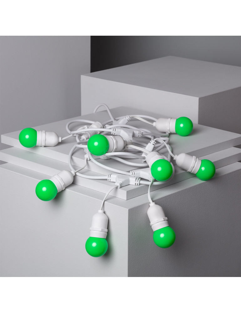 Kit Guirnalda Waterproof 5.5m Blanco + 8 Bombillas LED E27 G45 3W de Colores