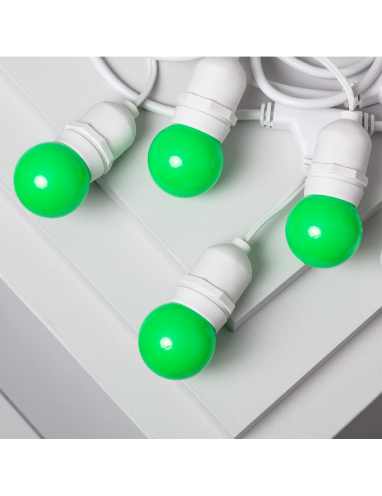Kit Guirnalda Waterproof 5.5m Blanco + 8 Bombillas LED E27 G45 3W de Colores