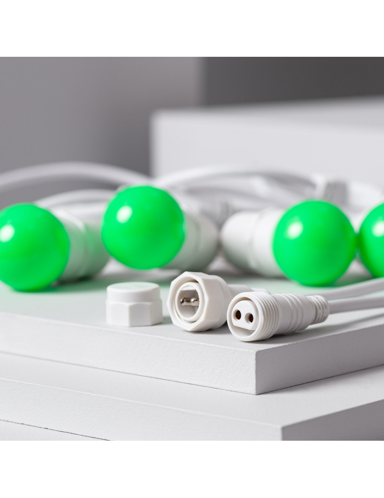 Kit Guirnalda Waterproof 5.5m Blanco + 8 Bombillas LED E27 G45 3W de Colores