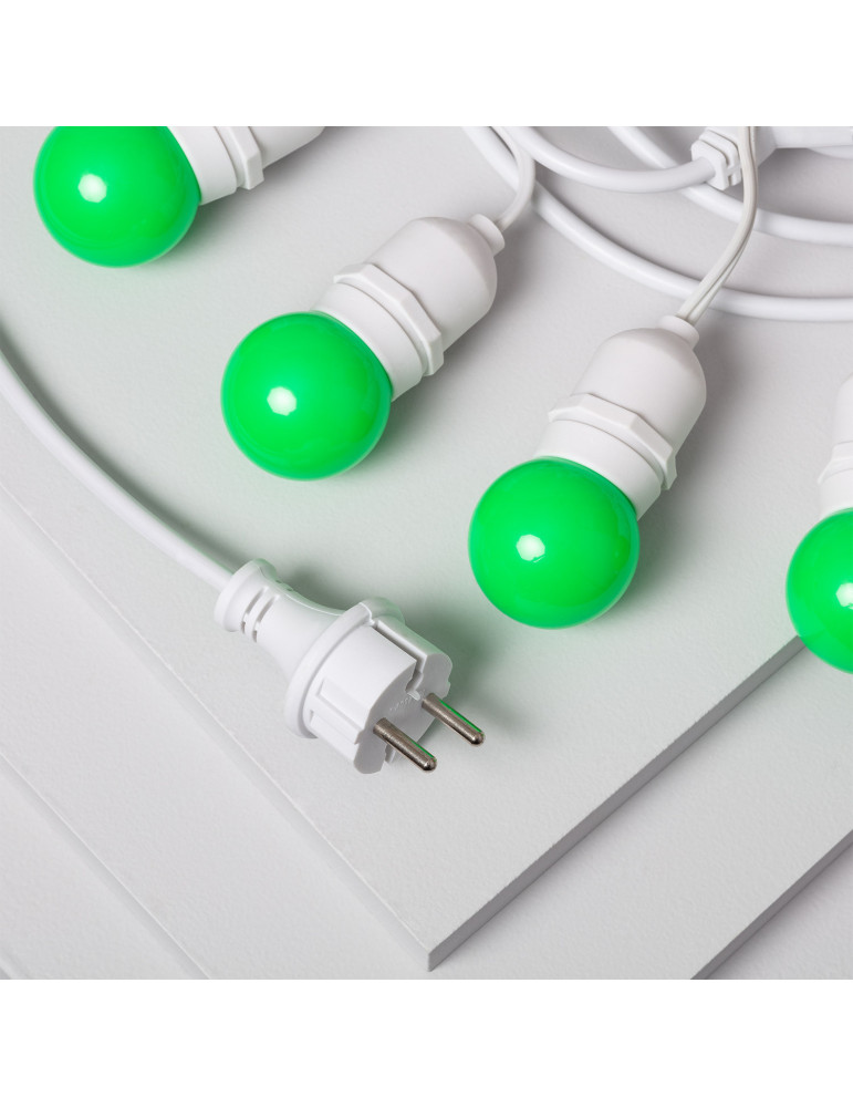 Kit Guirnalda Waterproof 5.5m Blanco + 8 Bombillas LED E27 G45 3W de Colores