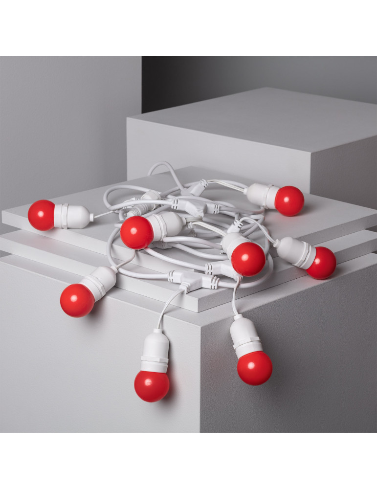 Kit Guirnalda Waterproof 5.5m Blanco + 8 Bombillas LED E27 G45 3W de Colores