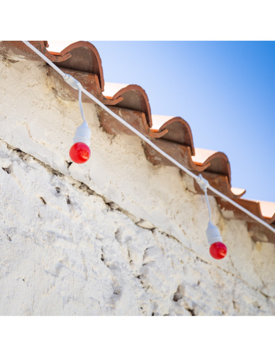 Kit Guirnalda Waterproof 5.5m Blanco + 8 Bombillas LED E27 G45 3W de Colores