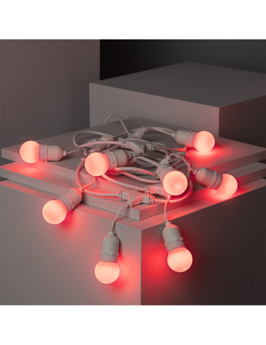 Kit Guirnalda Waterproof 5.5m Blanco + 8 Bombillas LED E27 G45 3W de Colores