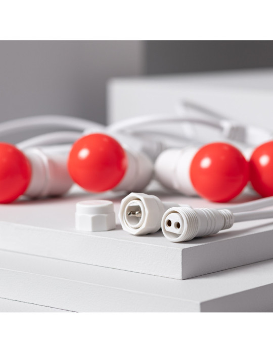 Kit Guirnalda Waterproof 5.5m Blanco + 8 Bombillas LED E27 G45 3W de Colores