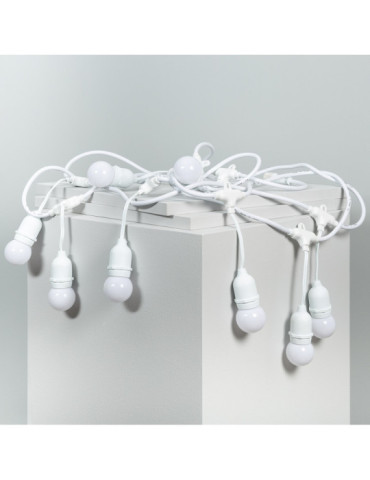 Kit Guirnalda Waterproof 5.5m Blanco + 8 Bombillas LED E27 G45 3W de Colores