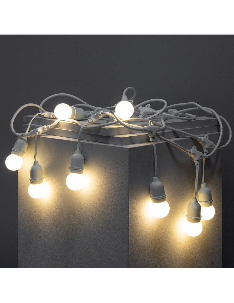 Kit Guirnalda Waterproof 5.5m Blanco + 8 Bombillas LED E27 G45 3W de Colores