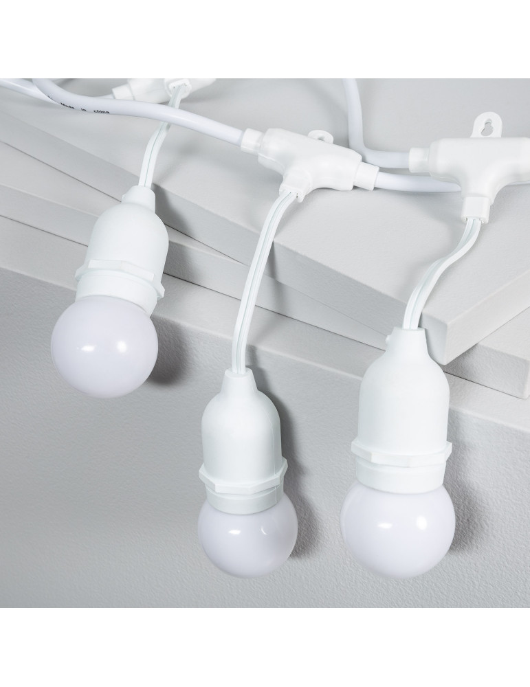 Kit Guirnalda Waterproof 5.5m Blanco + 8 Bombillas LED E27 G45 3W de Colores