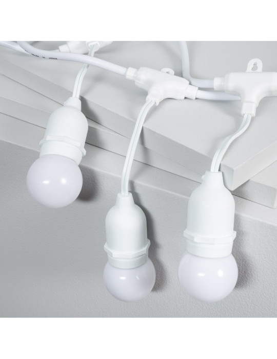 Kit Guirnalda Waterproof 5.5m Blanco + 8 Bombillas LED E27 G45 3W de Colores