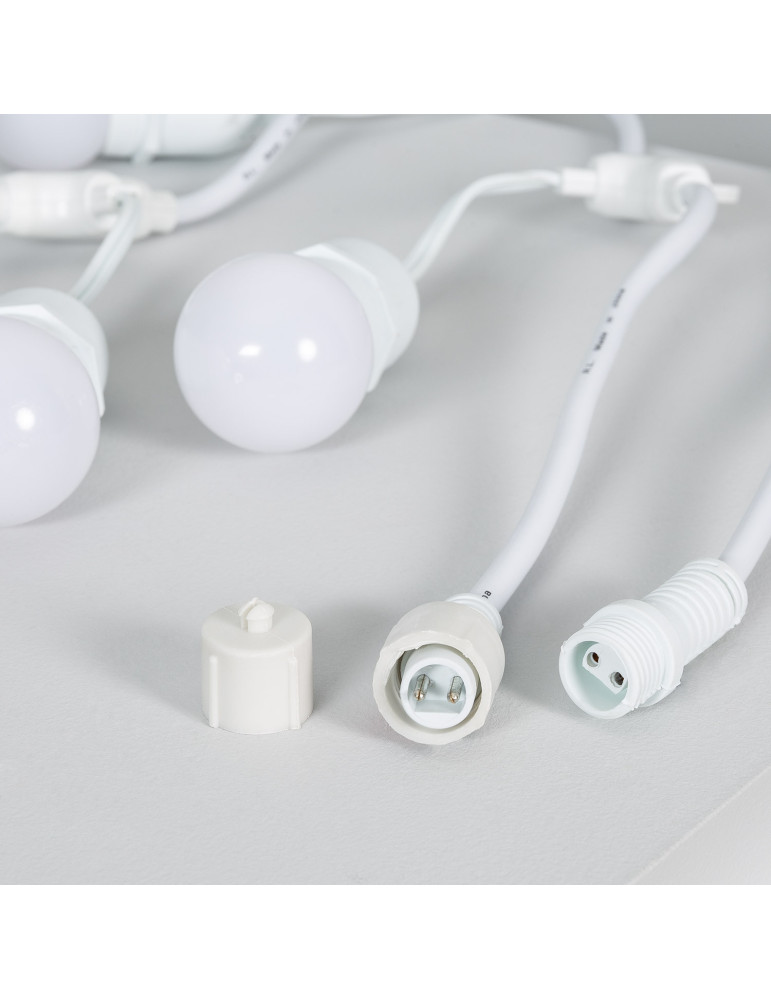 Kit Guirnalda Waterproof 5.5m Blanco + 8 Bombillas LED E27 G45 3W de Colores