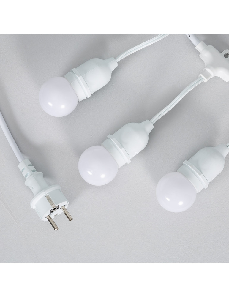 Kit Guirnalda Waterproof 5.5m Blanco + 8 Bombillas LED E27 G45 3W de Colores