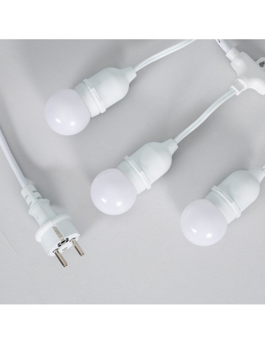 Kit Guirnalda Waterproof 5.5m Blanco + 8 Bombillas LED E27 G45 3W de Colores