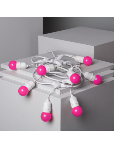 Kit Guirnalda Waterproof 5.5m Blanco + 8 Bombillas LED E27 G45 3W de Colores