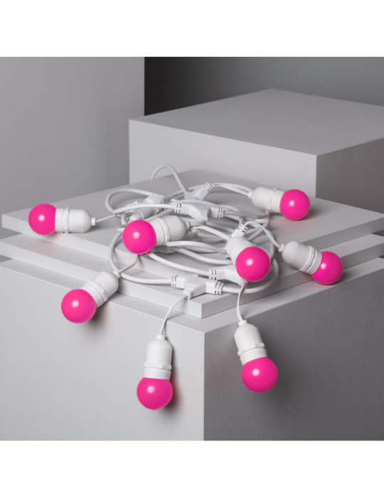Kit Guirnalda Waterproof 5.5m Blanco + 8 Bombillas LED E27 G45 3W de Colores