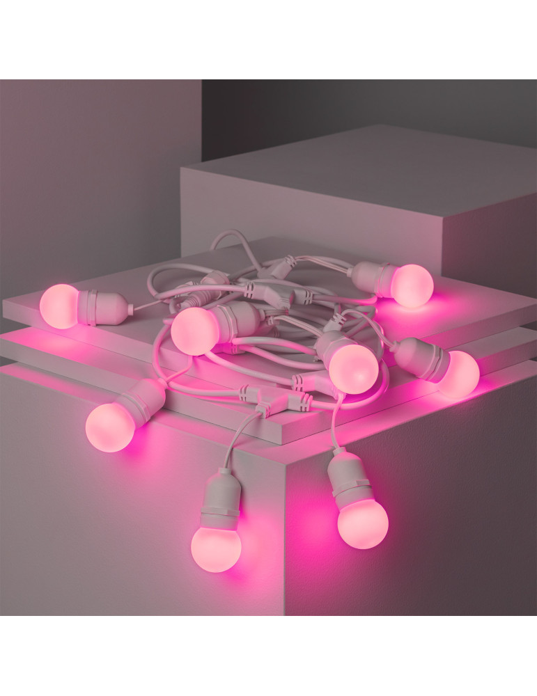 Kit Guirnalda Waterproof 5.5m Blanco + 8 Bombillas LED E27 G45 3W de Colores
