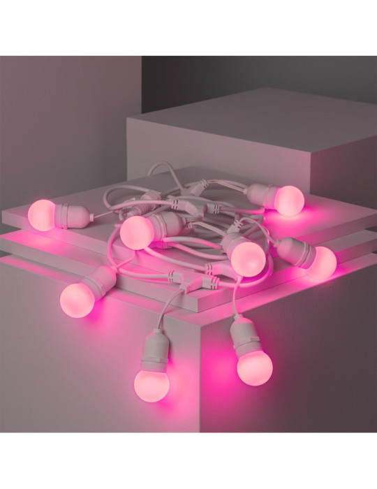 Kit Guirnalda Waterproof 5.5m Blanco + 8 Bombillas LED E27 G45 3W de Colores