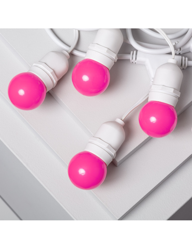 Kit Guirnalda Waterproof 5.5m Blanco + 8 Bombillas LED E27 G45 3W de Colores