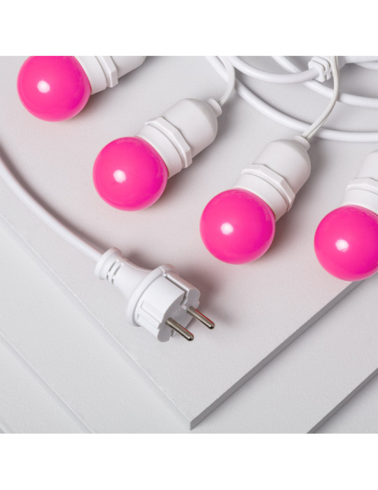 Kit Guirnalda Waterproof 5.5m Blanco + 8 Bombillas LED E27 G45 3W de Colores