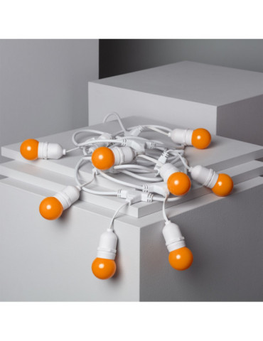 Kit Guirnalda Waterproof 5.5m Blanco + 8 Bombillas LED E27 G45 3W de Colores